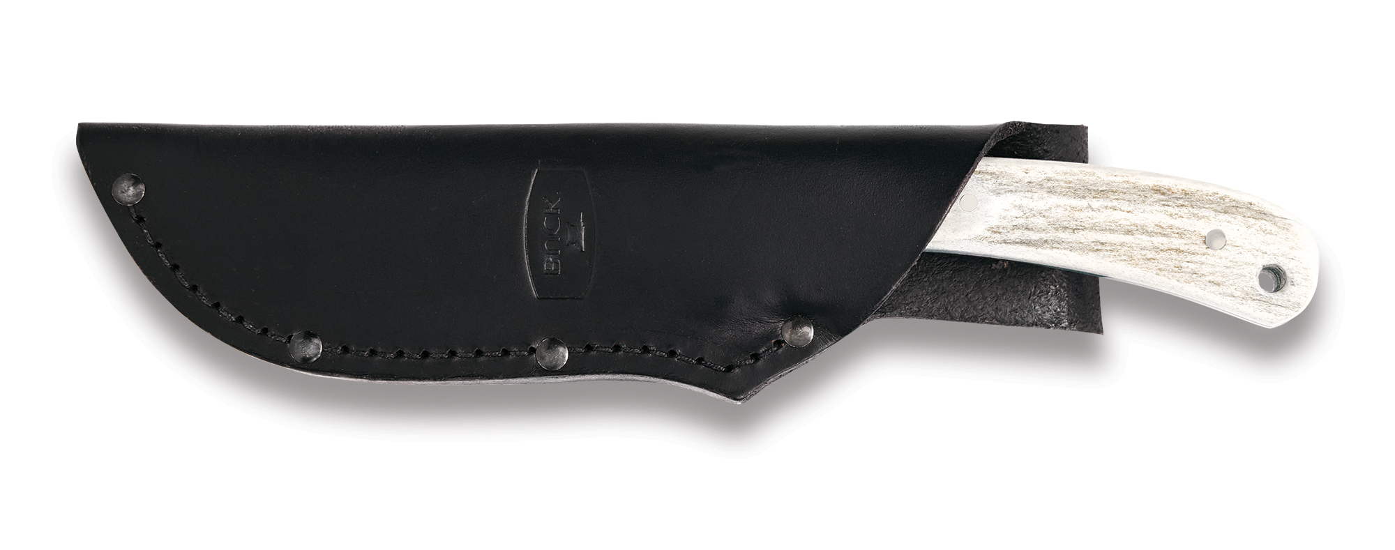Buck Knives 113 Ranger Skinner Fixed Blade, 3" 420HC Satin Blade, Genuine Elk Antler Handle, Nickle Silver Bolsters W/ Suede Leather Sheath (Limited Production) - Image 3
