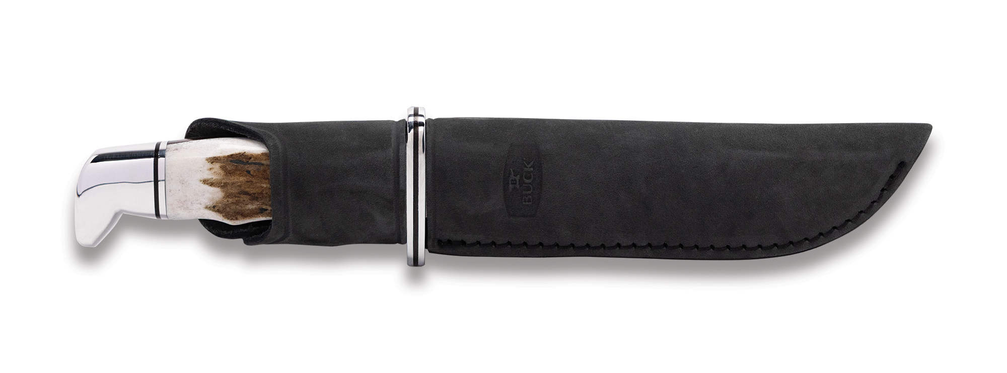Buck Knives 119 Special Fixed Blade, 6" 420HC Satin Blade, Genuine Elk Antler Handle, Polished Aluminum Pummel and Guard W/ Suede Leather Sheath (Limited Production) - Image 3
