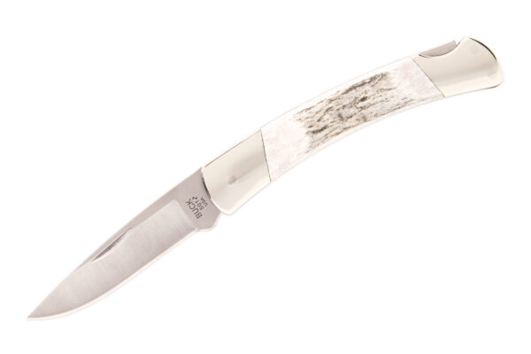 Buck Knives 501 Squire Folding Knife, 2.75" 420HC Satin Blade, Genuine Elk Antler Handles, Nickle Silver Bolsters W/ Genuine Leather Sheath (Limited Production)
