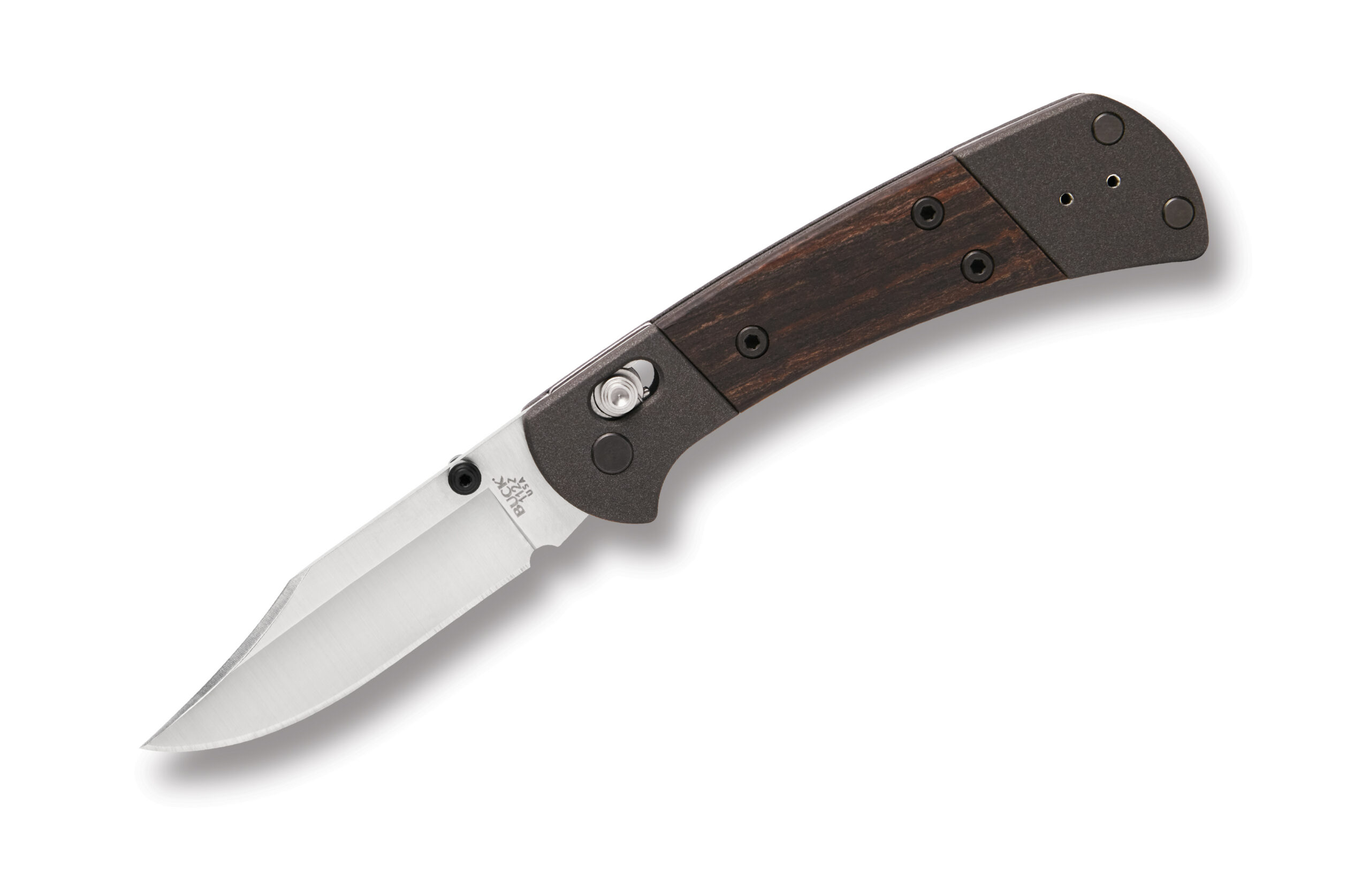 Buck Knives 112 Slim Ranger Folding Knife Crossbar Lock, 3" MagnaCut Satin Blade, Macassar Ebony Scales, Aluminum Bolsters W/Pocket Clip