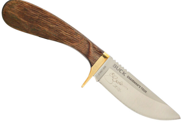 Buck Knives 922 Heritage Skinner Fixed Blade Knife, Full Tang 3.5" 420HC Skinner Blade, Walnut Dymalux Handle, Basketweave Distressed Leather Sheath (Chairman's Tour Exclusive)