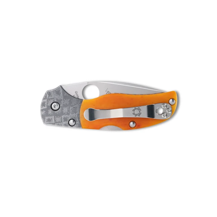 Spyderco C41BA50TH Native 5 50th Anniversary Sprint Run Folding Knife, 2.95" CPM-S90V Satin Plain Blade, Amber Bone Handles with Mosaic Damascus Bolsters, Wooden Presentation Box (Sprint Run) - Image 3