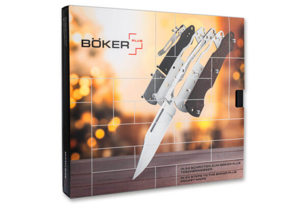 Boker Plus 2026 Advent Calendar Gentleman's Back Lock Folding Knife, 3.23" Clip Blade, Pocket Clip (Limited Edition)