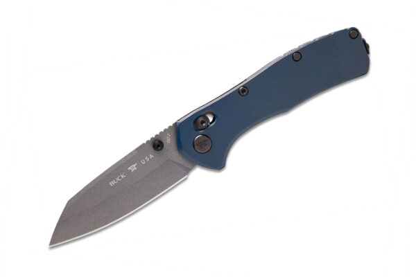 Buck Knives 797 Range Ops Elite Cross Bar Lock Folding Knife, 3.4" MagnaCut Reverse Tanto Cerakote Blade, Navy Blue Aluminum Handles W/ Pocket Clip
