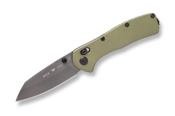 Buck Knives 797 Range Ops Elite Cross Bar Lock Folding Knife, 3.4" MagnaCut Reverse Tanto Cerakote Blade, Green Aluminum Handles W/ Pocket Clip