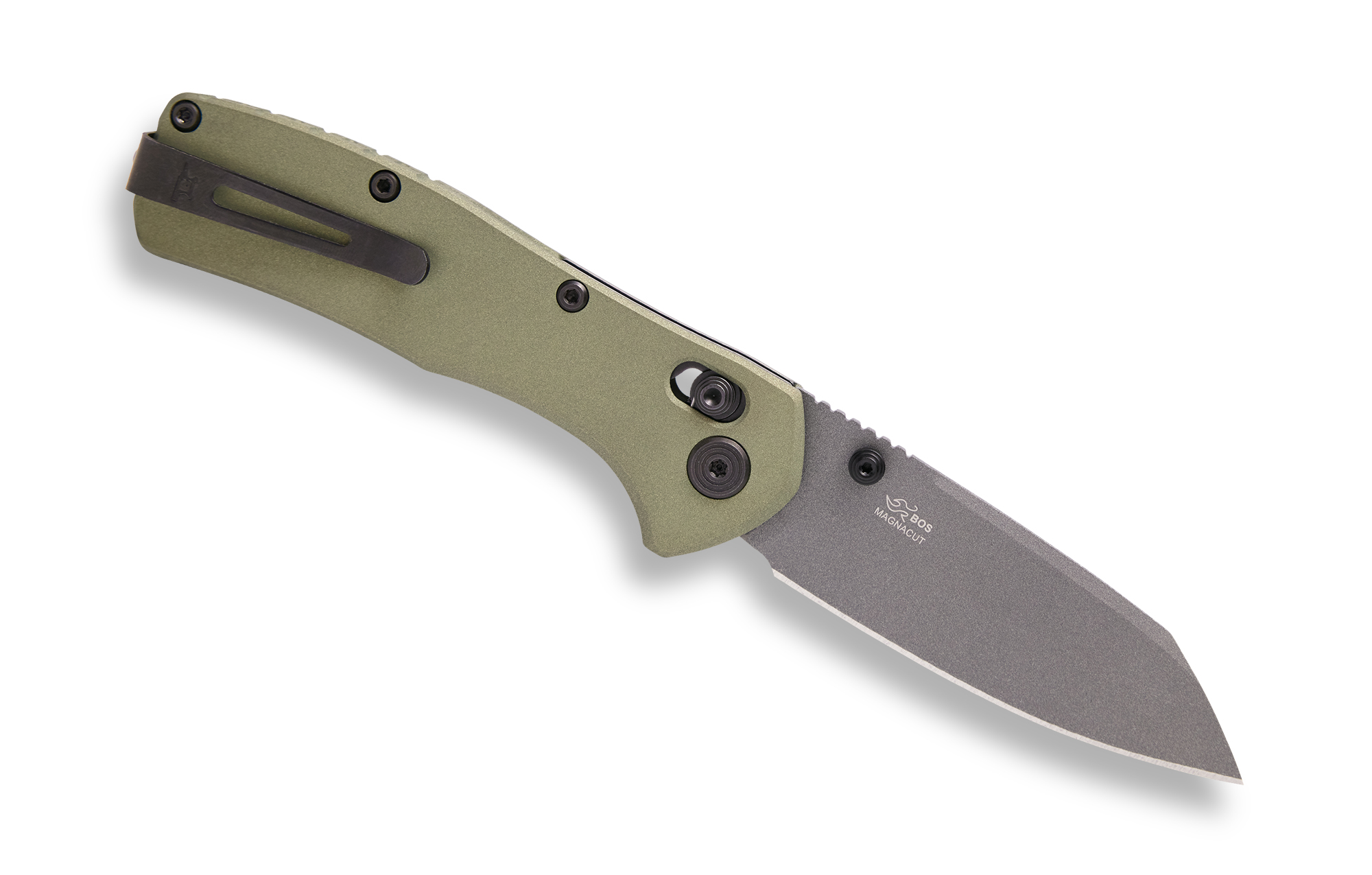 Buck Knives 797 Range Ops Elite Cross Bar Lock Folding Knife, 3.4" MagnaCut Reverse Tanto Cerakote Blade, Green Aluminum Handles W/ Pocket Clip - Image 2