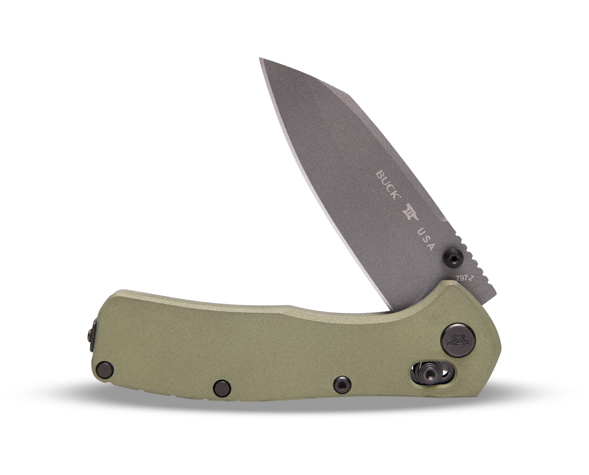 Buck Knives 797 Range Ops Elite Cross Bar Lock Folding Knife, 3.4" MagnaCut Reverse Tanto Cerakote Blade, Green Aluminum Handles W/ Pocket Clip - Image 5