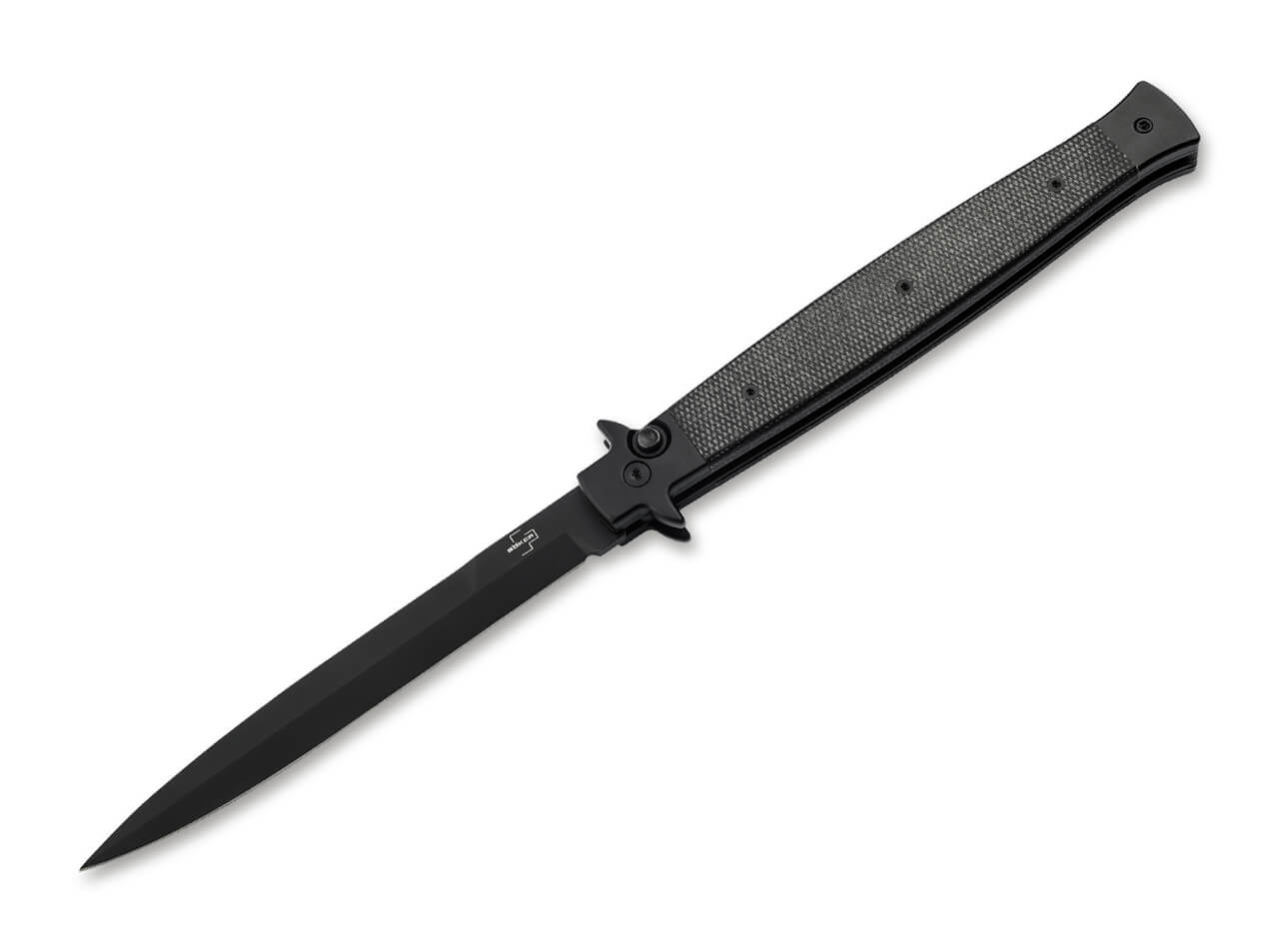 Boker Plus Stiletto 5.0 Auto Folding Knife, 5.12" Sandvik 14C28N Stiletto Blade, Black Micarta Handles W/ Clip